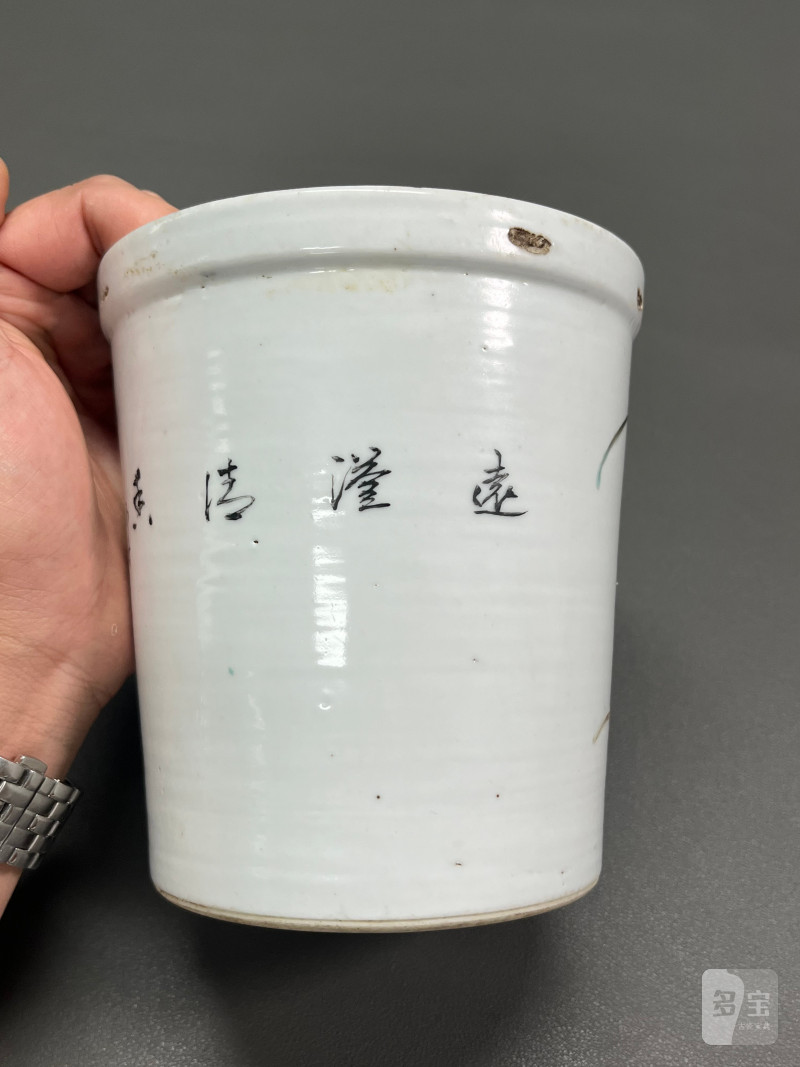 十九世纪  程玉婷作粉彩“一路连科”图花盆 - 图8